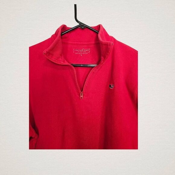 Vineyard Vines Quarter Zip Long Sleeve Pullover Sweater Red Mens Size L - Picture 3 of 7